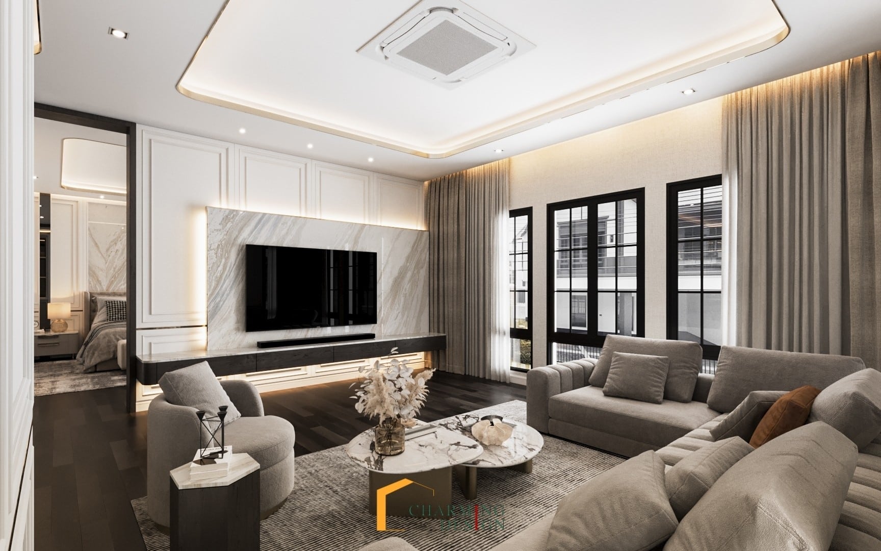 TV Wall Premium Built-in Cabinet